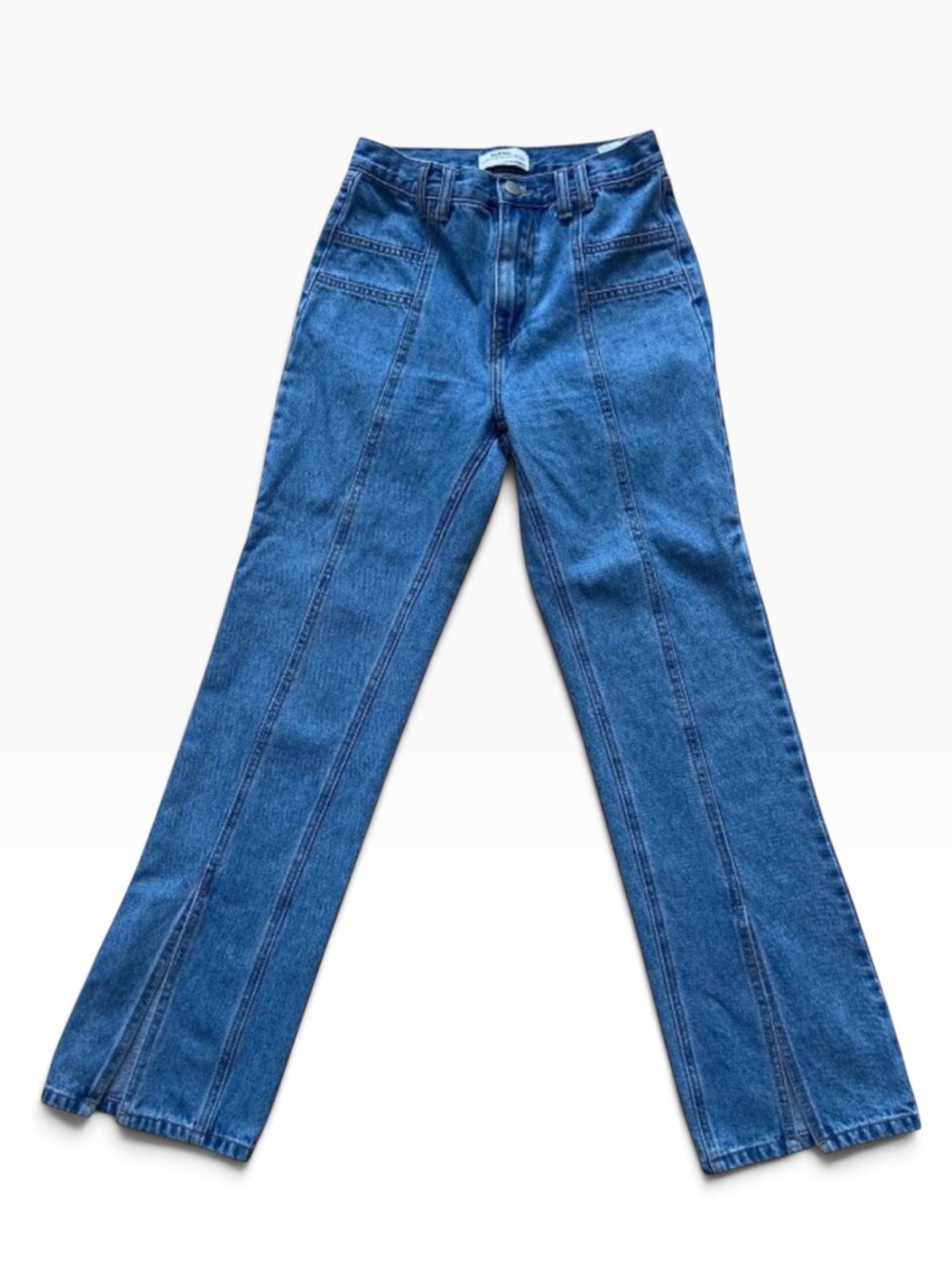Y2K Redial High-Waisted Blue Denim Jeans With Front Seams & Wide-Leg Fit Size 4